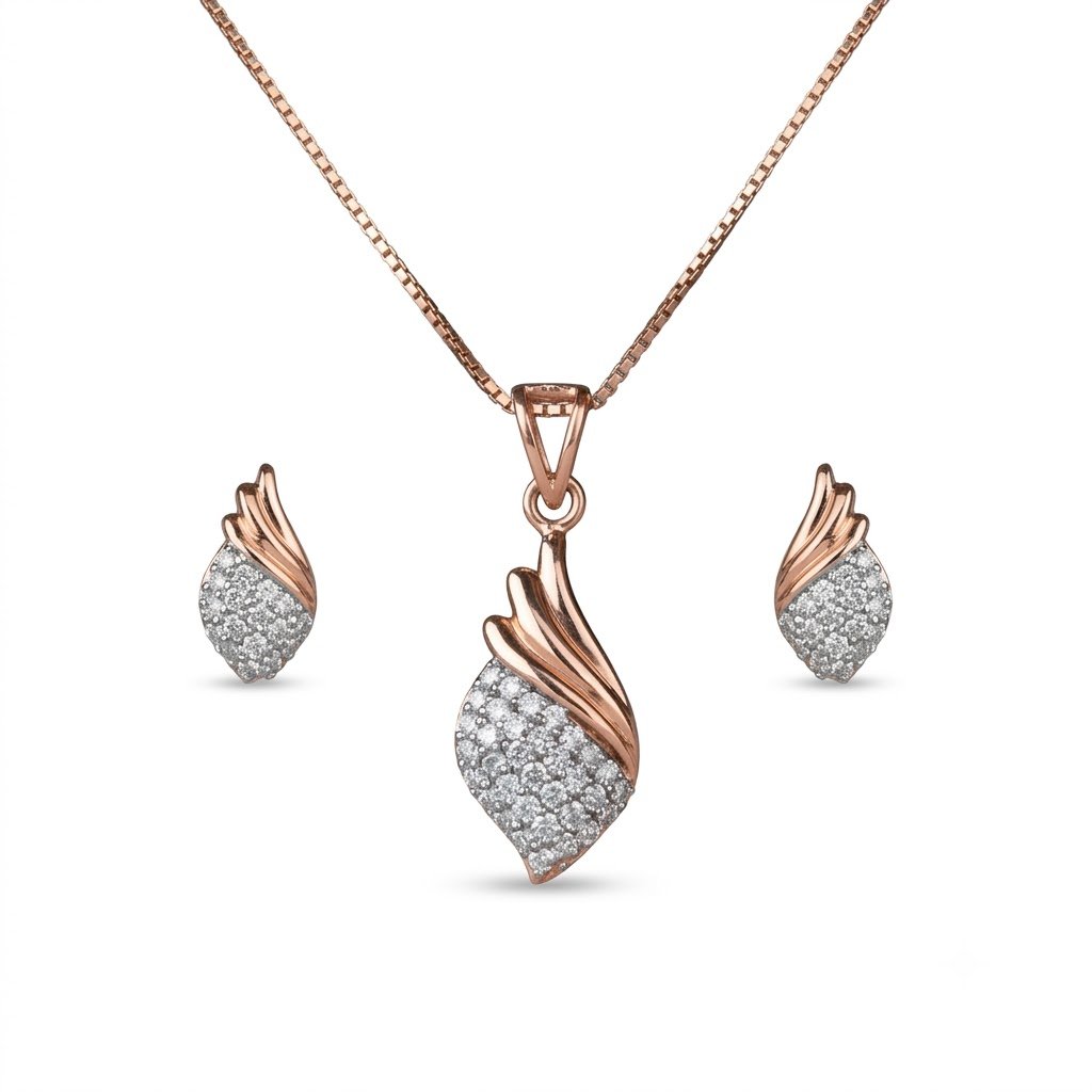 Elegant Golden Teardrop Jewelry Set with Matching Earrings