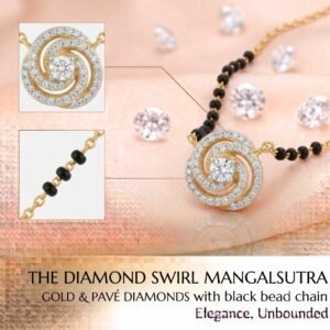 Solitaire Natural Diamond Black Bead Mangalsutra in Gold | Hussain Gems