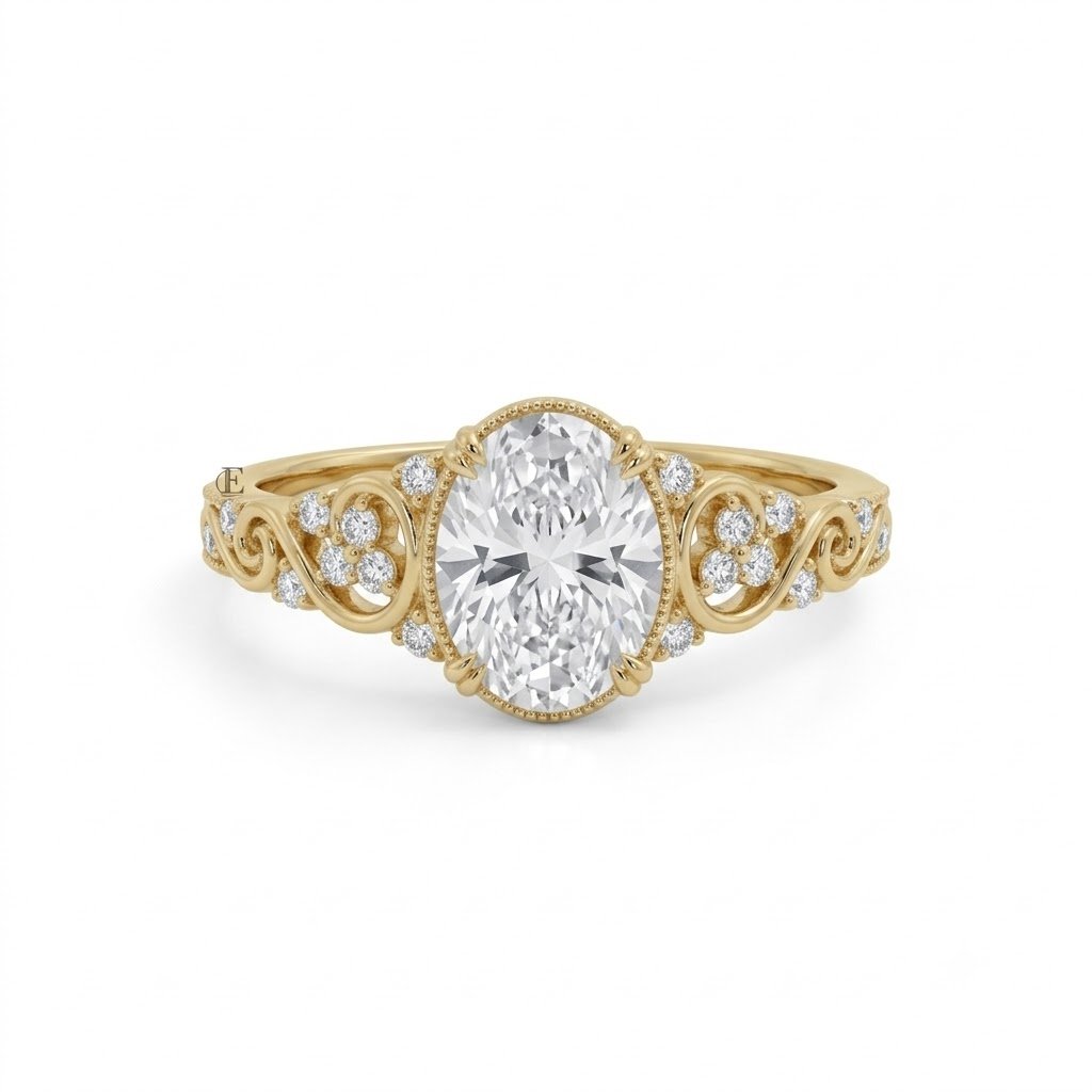 2.0 Ct Moissanite Oval Cut Solitaire Ring in 925 Sterling Silver | Hussain Gems