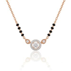 Solitaire Natural Diamond Black Bead Mangalsutra in Gold | Hussain Gems