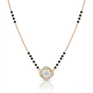 Solitaire Natural Diamond Black Bead Mangalsutra in Gold | Hussain Gems