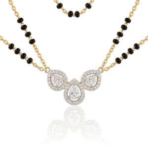 Solitaire Natural Diamond Black Bead Mangalsutra in Gold | Hussain Gems