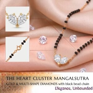 Solitaire Natural Diamond Black Bead Mangalsutra in Gold | Hussain Gems