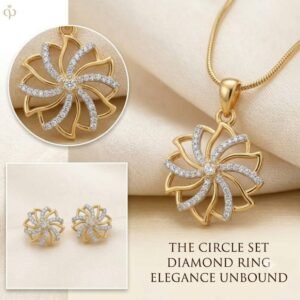 Elegant Golden Teardrop Jewelry Set with Matching Earrings