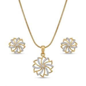 Elegant Golden Teardrop Jewelry Set with Matching Earrings