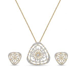 Elegant Golden Teardrop Jewelry Set with Matching Earrings