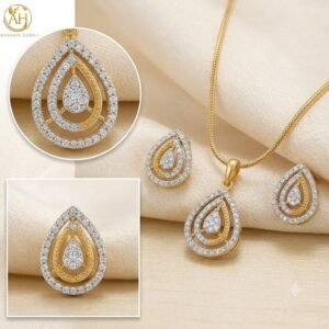 Elegant Golden Teardrop Jewelry Set with Matching Earrings