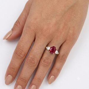 2.0 Ct Moissanite Oval Cut Solitaire Ring in 925 Sterling Silver | Hussain Gems