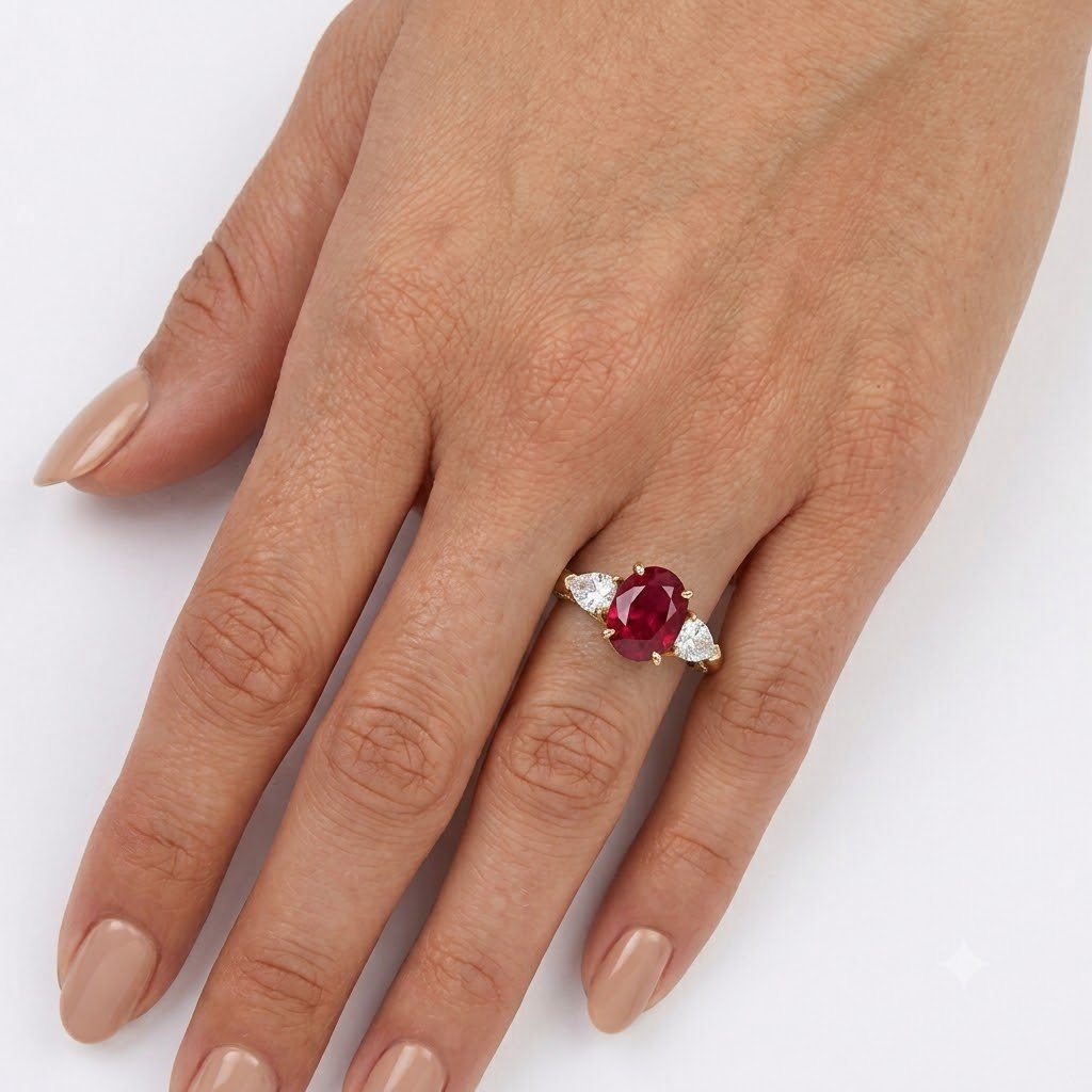 2.0 Ct Moissanite Oval Cut Solitaire Ring in 925 Sterling Silver | Hussain Gems - Image 3