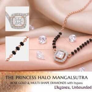 Solitaire Natural Diamond Black Bead Mangalsutra in Gold | Hussain Gems