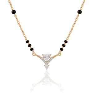 Solitaire Natural Diamond Black Bead Mangalsutra in Gold | Hussain Gems