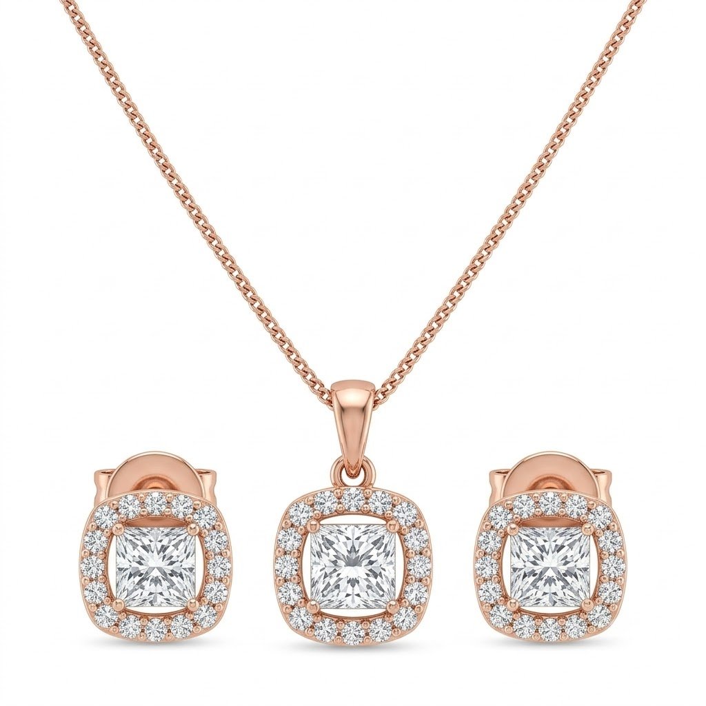 Elegant Golden Teardrop Jewelry Set with Matching Earrings