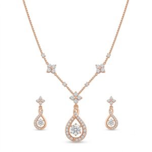 Elegant Golden Teardrop Jewelry Set with Matching Earrings