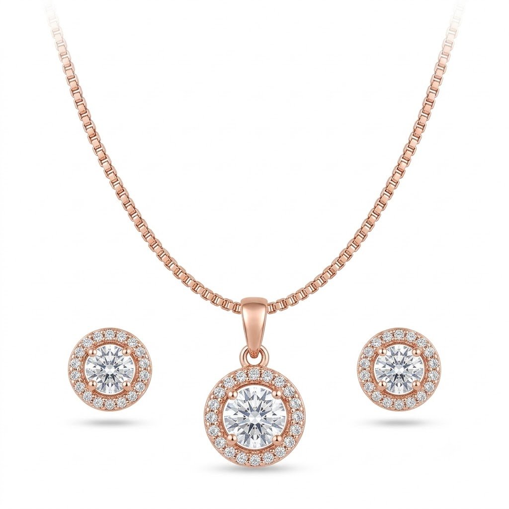 Elegant Golden Teardrop Jewelry Set with Matching Earrings