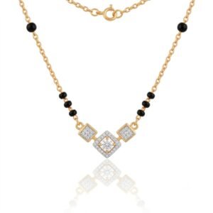 Solitaire Natural Diamond Black Bead Mangalsutra in Gold | Hussain Gems