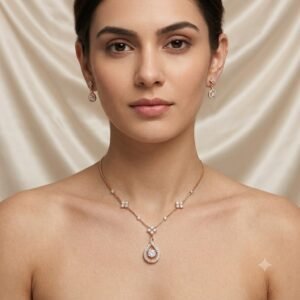 Elegant Golden Teardrop Jewelry Set with Matching Earrings
