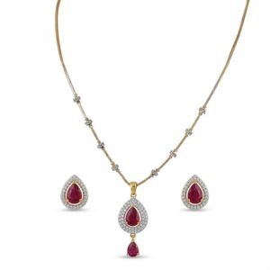 Elegant Golden Teardrop Jewelry Set with Matching Earrings