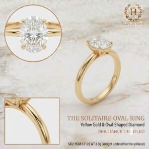 2.0 Ct Moissanite Oval Cut Solitaire Ring in 925 Sterling Silver | Hussain Gems