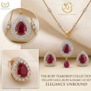 Elegant Golden Teardrop Jewelry Set with Matching Earrings