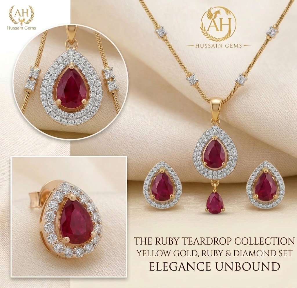 Elegant Golden Teardrop Jewelry Set with Matching Earrings - Image 3