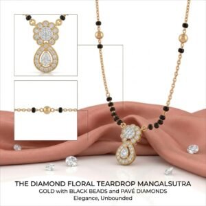 Solitaire Natural Diamond Black Bead Mangalsutra in Gold | Hussain Gems
