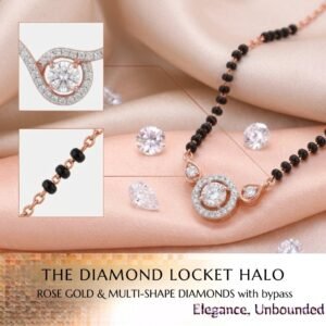 Solitaire Natural Diamond Black Bead Mangalsutra in Gold | Hussain Gems