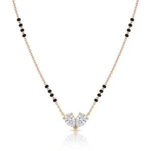 Solitaire Natural Diamond Black Bead Mangalsutra in Gold | Hussain Gems