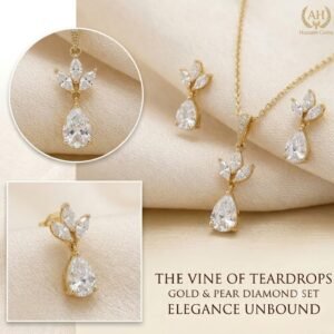 Elegant Golden Teardrop Jewelry Set with Matching Earrings