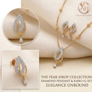 Elegant Golden Teardrop Jewelry Set with Matching Earrings