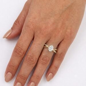 2.0 Ct Moissanite Oval Cut Solitaire Ring in 925 Sterling Silver | Hussain Gems