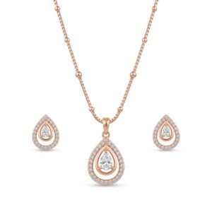 Elegant Golden Teardrop Jewelry Set with Matching Earrings