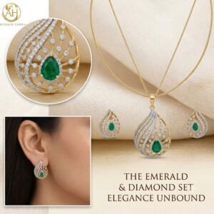 Elegant Golden Teardrop Jewelry Set with Matching Earrings