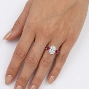 2.0 Ct Moissanite Oval Cut Solitaire Ring in 925 Sterling Silver | Hussain Gems