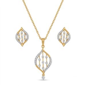 Elegant Golden Teardrop Jewelry Set with Matching Earrings