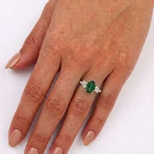 2.0 Ct Moissanite Oval Cut Solitaire Ring in 925 Sterling Silver | Hussain Gems