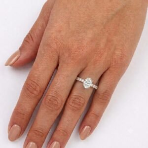 2.0 Ct Moissanite Oval Cut Solitaire Ring in 925 Sterling Silver | Hussain Gems