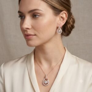 Elegant Golden Teardrop Jewelry Set with Matching Earrings