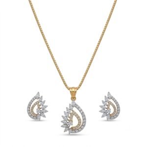Elegant Golden Teardrop Jewelry Set with Matching Earrings