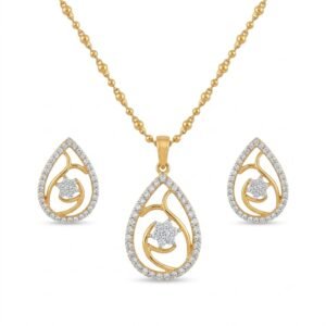Elegant Golden Teardrop Jewelry Set with Matching Earrings