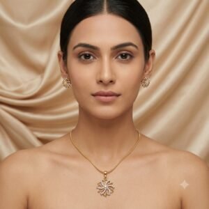 Elegant Golden Teardrop Jewelry Set with Matching Earrings