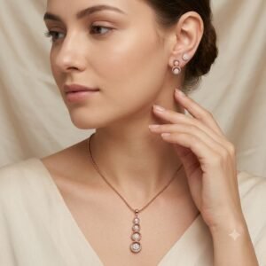 Elegant Golden Teardrop Jewelry Set with Matching Earrings
