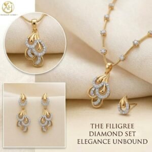 Elegant Golden Teardrop Jewelry Set with Matching Earrings