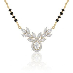 Solitaire Natural Diamond Black Bead Mangalsutra in Gold | Hussain Gems