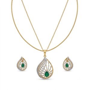 Elegant Golden Teardrop Jewelry Set with Matching Earrings