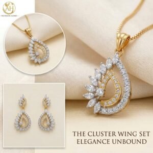 Elegant Golden Teardrop Jewelry Set with Matching Earrings