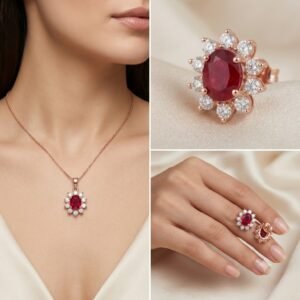 Elegant Golden Teardrop Jewelry Set with Matching Earrings