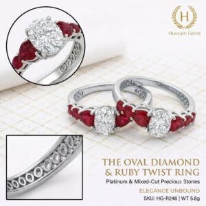 2.0 Ct Moissanite Oval Cut Solitaire Ring in 925 Sterling Silver | Hussain Gems