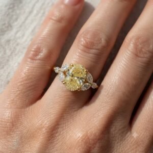 2.0 Ct Moissanite Oval Cut Solitaire Ring in 925 Sterling Silver | Hussain Gems
