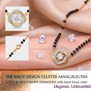 Solitaire Natural Diamond Black Bead Mangalsutra in Gold | Hussain Gems