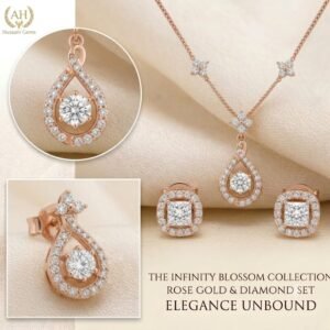 Elegant Golden Teardrop Jewelry Set with Matching Earrings